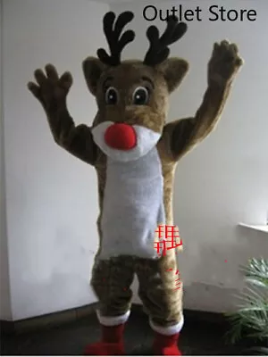 Xmas Brown Elk Mascot Costume Suits Cosplay Party Game Dress Outfit Clothing • $331.33