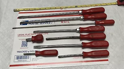 MAC Tools Lot Of 9 Mixed 7 Flat & 2 Phillips Head Red Hard Handle Screwdrivers • $48