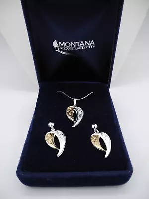 Montana Silversmith Two-tone Jewelry Set Feather Necklace/earrings • $75