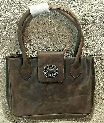 BIACCI Leather Vintage USA Southwest Multi Pocket Handbag Purse • $13.75
