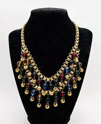 Early Miriam HASKELL Multi Colored Glass Beaded Bib Necklace Vintage Jewelry • $499.99