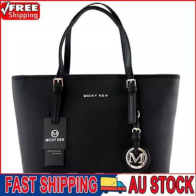 Large Capacity PU Leather Tote Bag Handbag Shoulder Shopping Student Bag - Black • $9.99