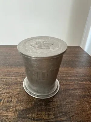 Vintage 1950's Collapsible Aluminum Old Metal Travel Drinking Cup W Lid • $11