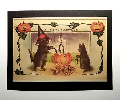 *Halloween* Postcard: Black Cats Cauldron Mouse Vintage Image~Reproduction • $4.15