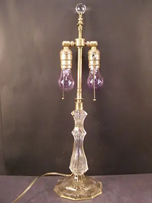 WOW Antique Cut Crystal Glass Gold Gilt Moser Bohemian Table Lamp Light Fixture~ • $229.95