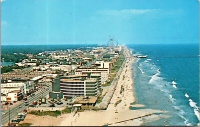 Vtg VA Virginia Beach Aerial View Beach Resort Hotels Motels Shoreline Postcard • $7