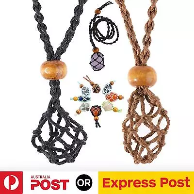 $5.85 • Buy Empty Stone Holder Necklace Crystal Quartz Gemstone Cage Rope Cord Pendant DIY