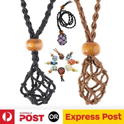 $5.85 • Buy Empty Stone Holder Necklace Crystal Quartz Gemstone Cage Rope Cord Pendant DIY