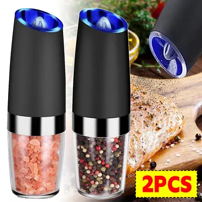 2Pcs Electric Gravity Salt And Pepper Grinder Mill Set Adjustable Coarseness UK • £13.47