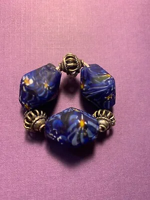 Vintage Millefiori Venetian Beads- African Trade Beads - Glass And Silver • $15