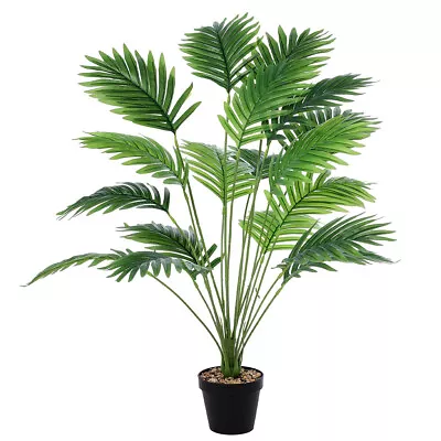 Large Artificial Palm Tree Fake Plants In Pot Green Plastic Palm Home Decor • £24.95