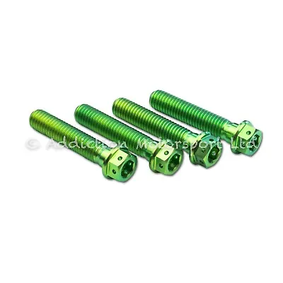 4x Green Titanium Front Fork Pinch Screws Bolt M8x40mm For Kawasaki ZX6R 2005 • £27.49