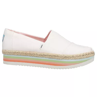 TOMS Alpargata Rope High Platform Slip On  Womens White Flats Casual 10017839T • $32.85