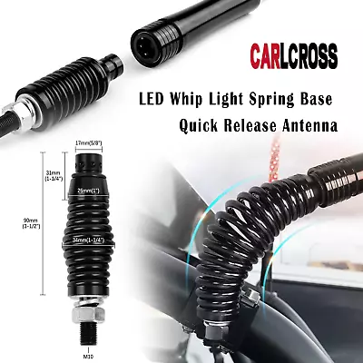 2x LED Spiral Whip Light Spring Base Mounts W/Quick Release Antenna For ATV UTV • $29.99