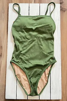 J. Crew Factory Women's Ribbed One Piece Bathing Suit In Faded Moss Green • $34.99