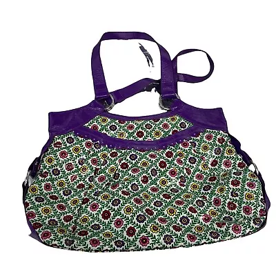 Frill Vera Bradley Hobo Shoulder Bag Coated Flower Purple Large Purse  • $21.99