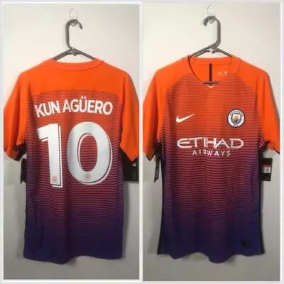 Kun Aguero #10 Manchester City 2016/17 Large Vapor 3rd Football Shirt Nike BNWT • $98.65