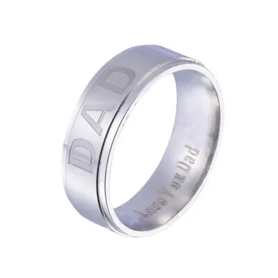 Mens Father Dad Titanium Engraved Love You Dad For Family Gift Christmas • £4.01