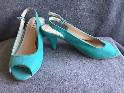 Ladies Jade Faux Suede Peep Toe Sling Back Shoes By Profile UK Size 3 • £2.99