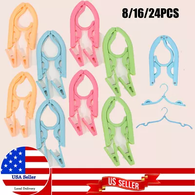 Travel Hangers Folding Hangers Portable Collapsible Clothes Hangers With Clips • $14.19
