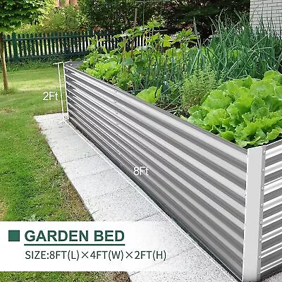 8x4x2ft Galvanized Raised Garden Bed Planter Box For Outdoor Vegetables Flowers  • $105.90