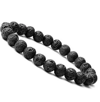 $9.95 • Buy Healing Lava 2 Pieces Black Bead Chakra Bracelet Oil Diffuser Aromatherapy 8mm