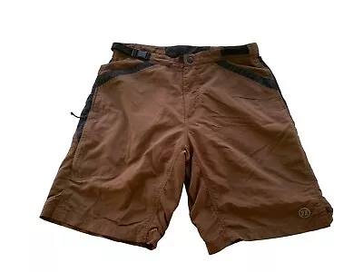 Novara Men's Biking Cycling Padded Shorts M Brown Back Zip Pocket Front Pockets • $16.95