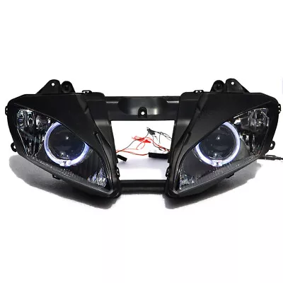 $309.99 • Buy White Angel Eyes Halo Headlight Assembly For Yamaha YZF R6 2006-2007 HID Bulb