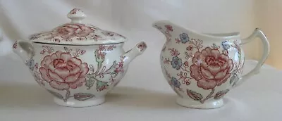 Johnson Brothers Rose Chintz Sugar Bowl & Creamer *Mint • $29.95