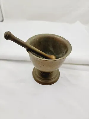 Antique Solid Brass Vintage Mortar & Pestle Apothecary Crystal Lake Illinois • $29.99