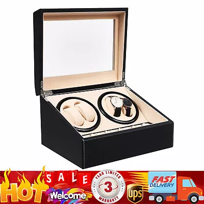 4+6 Luxury Automatic Rotation Watch Winder Leather Display Box Storage Case Gift • $59.85