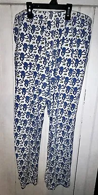 ROLLER RABBIT Pajamas Dancing Blue Monkey Long Bottoms ONLY Pima SEE PHOTOS • $24.95