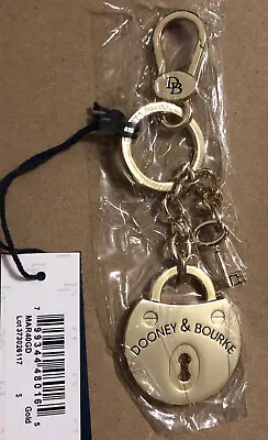 NWT Dooney & Bourke Samba Lock And Key Key Ring Bag Charm Gold Tone Fob 🥰 • $42