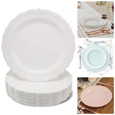 Round Plastic Party Plates 19cm 26cm Solid Colours Tableware Events Catering • £4.19