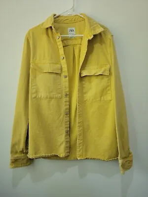 $25 • Buy Zara Womens Relaxed Fit Jean Jacket Sz Small Yellow Denim 0621