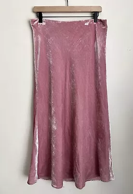 J. Crew Women Pink Velvet Pull On Slip Lined Midi Skirt XS • $79.89
