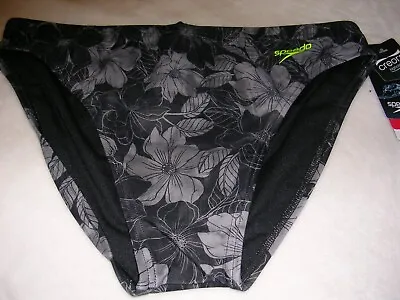 SPEEDO ECO - CREORA - MEN's BRIEF - BLACK & GREY FLORAL PATTERN - SIZE 34 - NWT! • $33.99