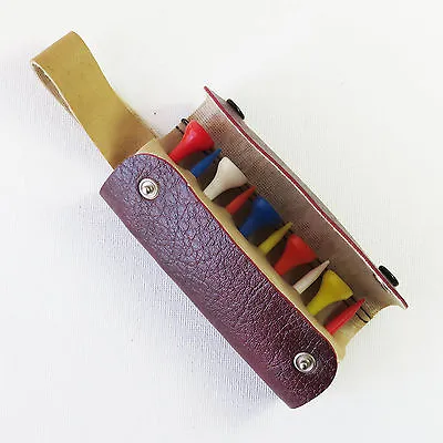 Vintage Maroon Leather Golf Tee Belt Pouch Bag England • $24.95