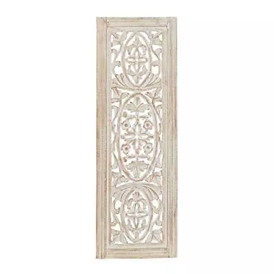 Mango Wood Floral Handmade Home Decor Intricately Carved Arabesque Wall Sculp... • $60.96