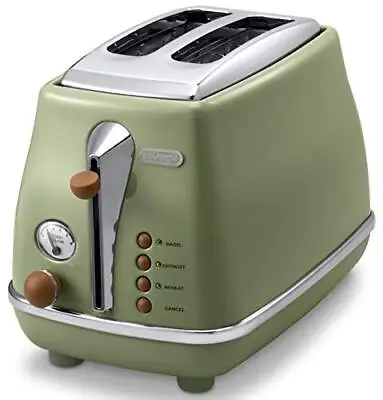 $296.86 • Buy DeLonghi Icona Vintage Pop-up Toaster For Olive Green 10 To 4 Slices Bread 100V