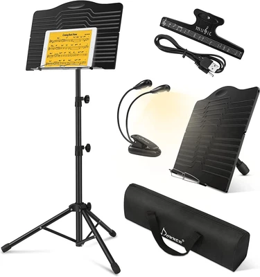 £37.99 • Buy 🔥𝗗𝗢𝗡𝗡𝗘𝗥 Metal Sheet Music Stand Foldable Adjustable + Bag Rotating Light