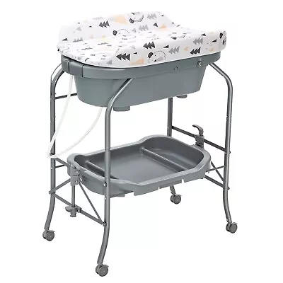 4-in-1 Folding Baby Bath Changing Table Portable Infant Nursery Station Bathtub • £94.95