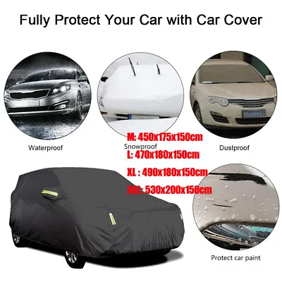 M - XXL Heavy Duty Waterproof Car Cover Rain Snow UV Full Protection Outdoor UK • £17.01
