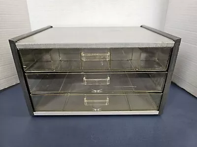 Vintage MCM Metal And Clear Plastic Storage Box Drawers Cabinet Craft Storage  • $25