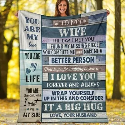 £19.99 • Buy To My Wife Plush Letter Coral Fleece Blanket, Personalised Gift 130cm X 150cm