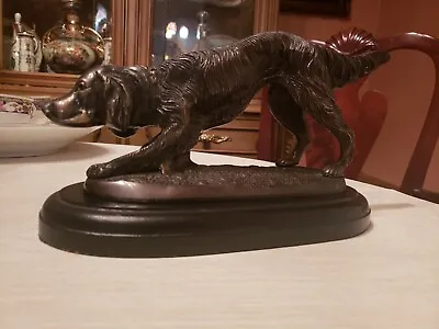 Vintage Bronze Pointer Dog Statue On Wooden Base~12  Length~VGC! • $204.99