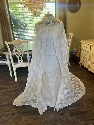 SIZE 8 Vintage Bridal Originals Womens 1970s Ivory Lace Wedding Gown Dress • $100