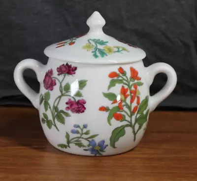 Porcelaine De Paris - Mustard / Preserve Pot W/ Lid - Decor Herbier - France • $24.95