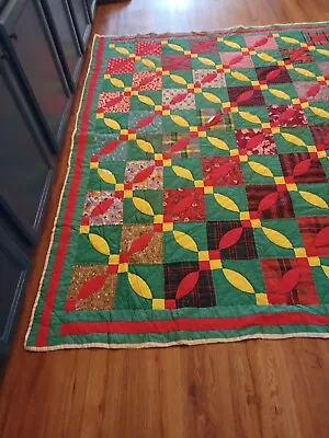 Vintage Handmade Crazy Quilt Top W/Backing 83” X 67” Large Colorful And Lovely! • $75