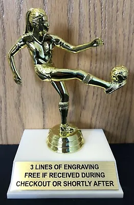$7.99 • Buy Female Soccer Trophy - Free Engraving - Assembly Required
